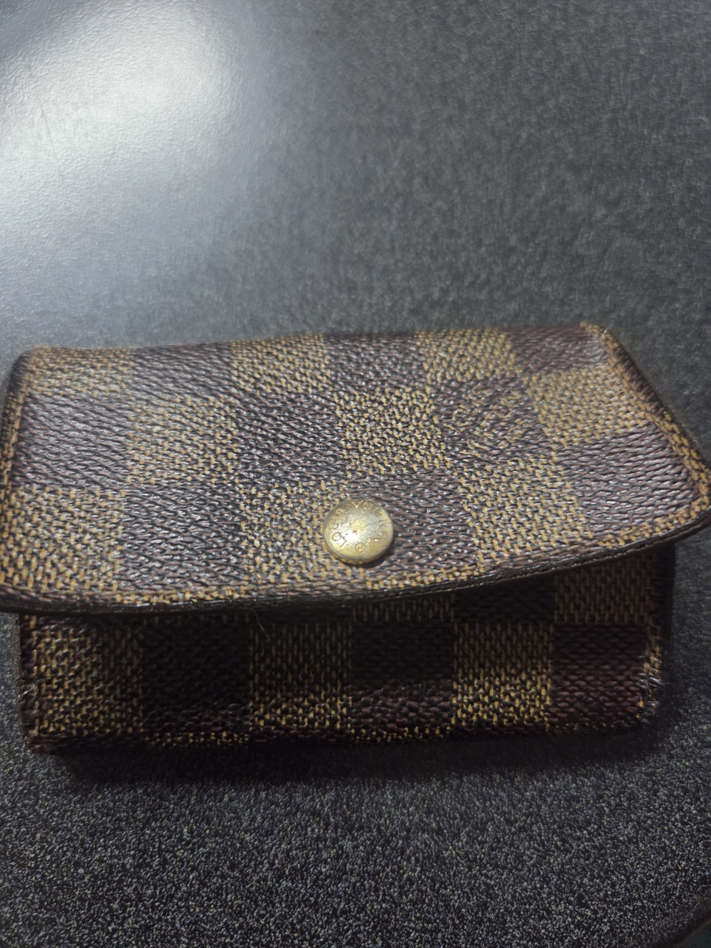 Louis Vitton Checked Brown Small  6 Ring Key Holder with Gold Snap